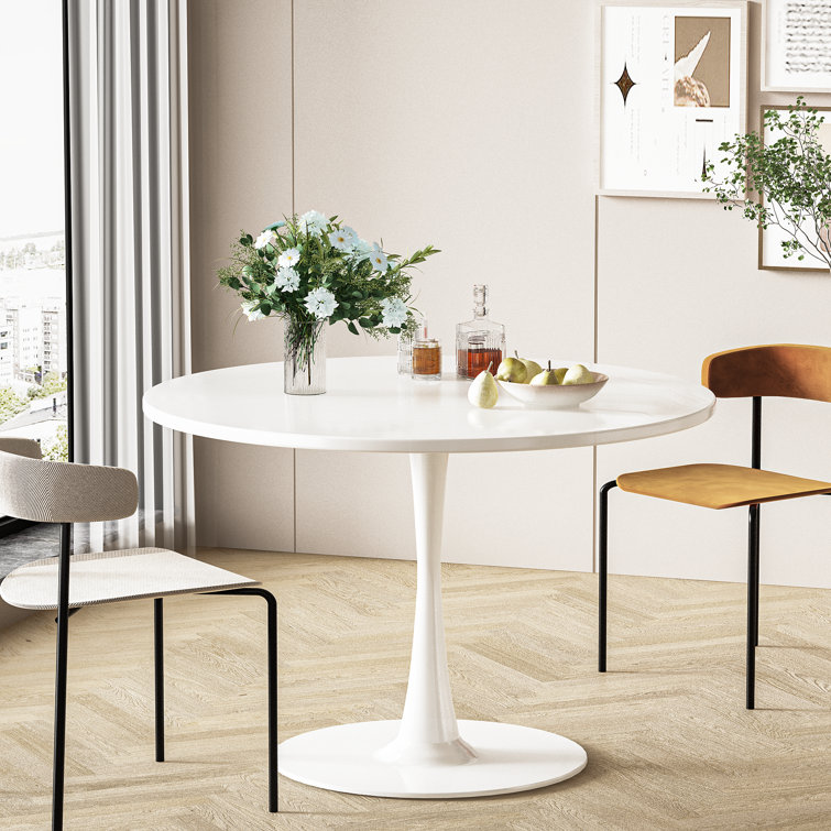 George Oliver Indars Round Metal Base Dining Table & Reviews | Wayfair
